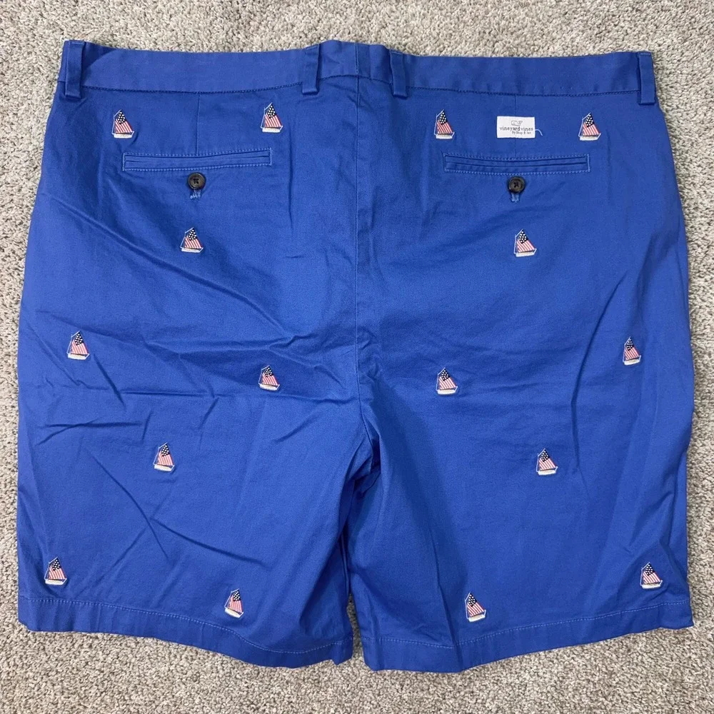 Vineyard Vines Shorts Mens 42 Breaker Short Blue Sailboat Embroidered EUC